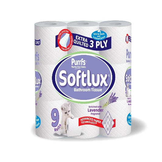 Softlux 3ply Lavender Scented Toilet Rolls.