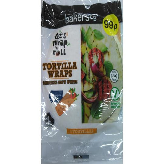 Bakers Co Tortilla Wraps Original Soft White 6Tortillas.