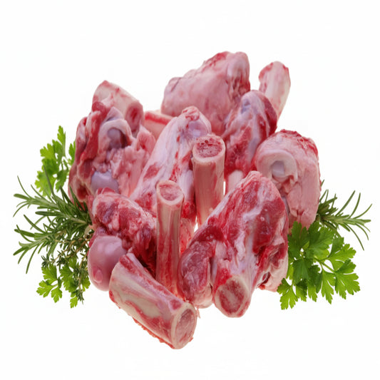 Raw meat bones on a white background
