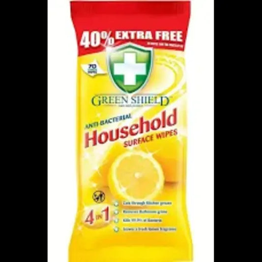 Pack GreenShield  Large Antibacterial Household Surface Cleaning Wipes.